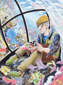 Jack Black cuide e fantasie sobre seus clientes shapely feet, 2007 (acrylic on panel)